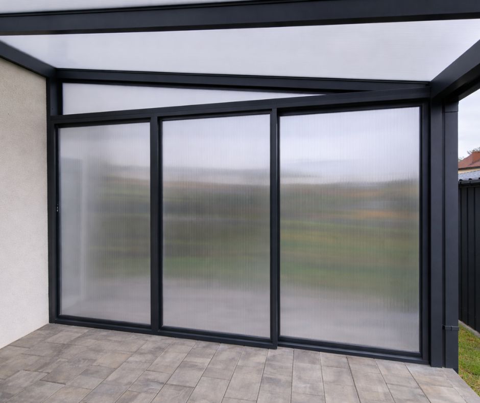 Przesuwna zabudowa tarasu z poliwęglanu 10 mm