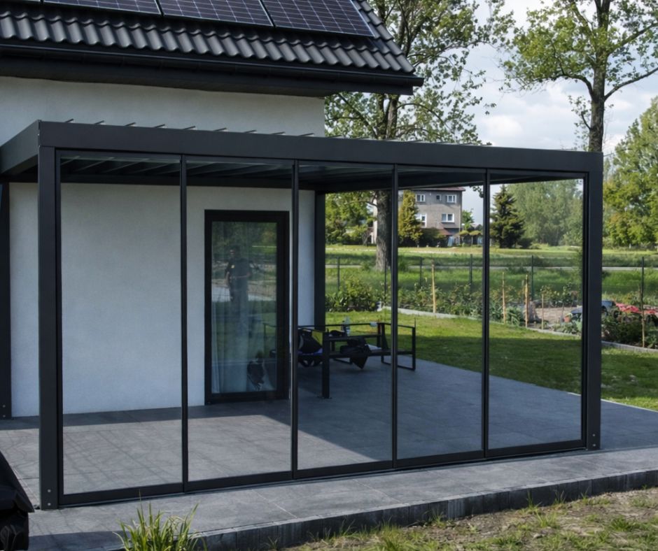 Stała zabudowa tarasu ze szkła ESG 10 mm